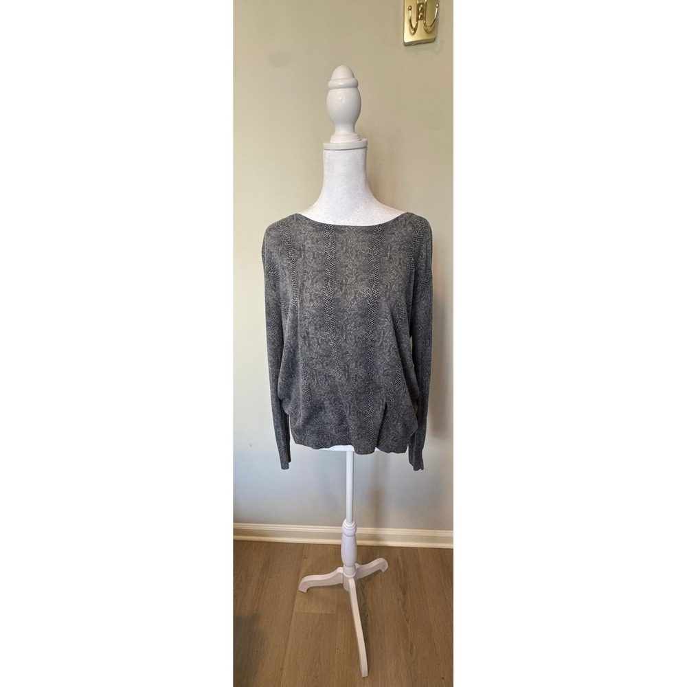 Joie‎ Grey Snakeskin Print Wool Blend Long Sleeve Sweater XS K021-8232E
